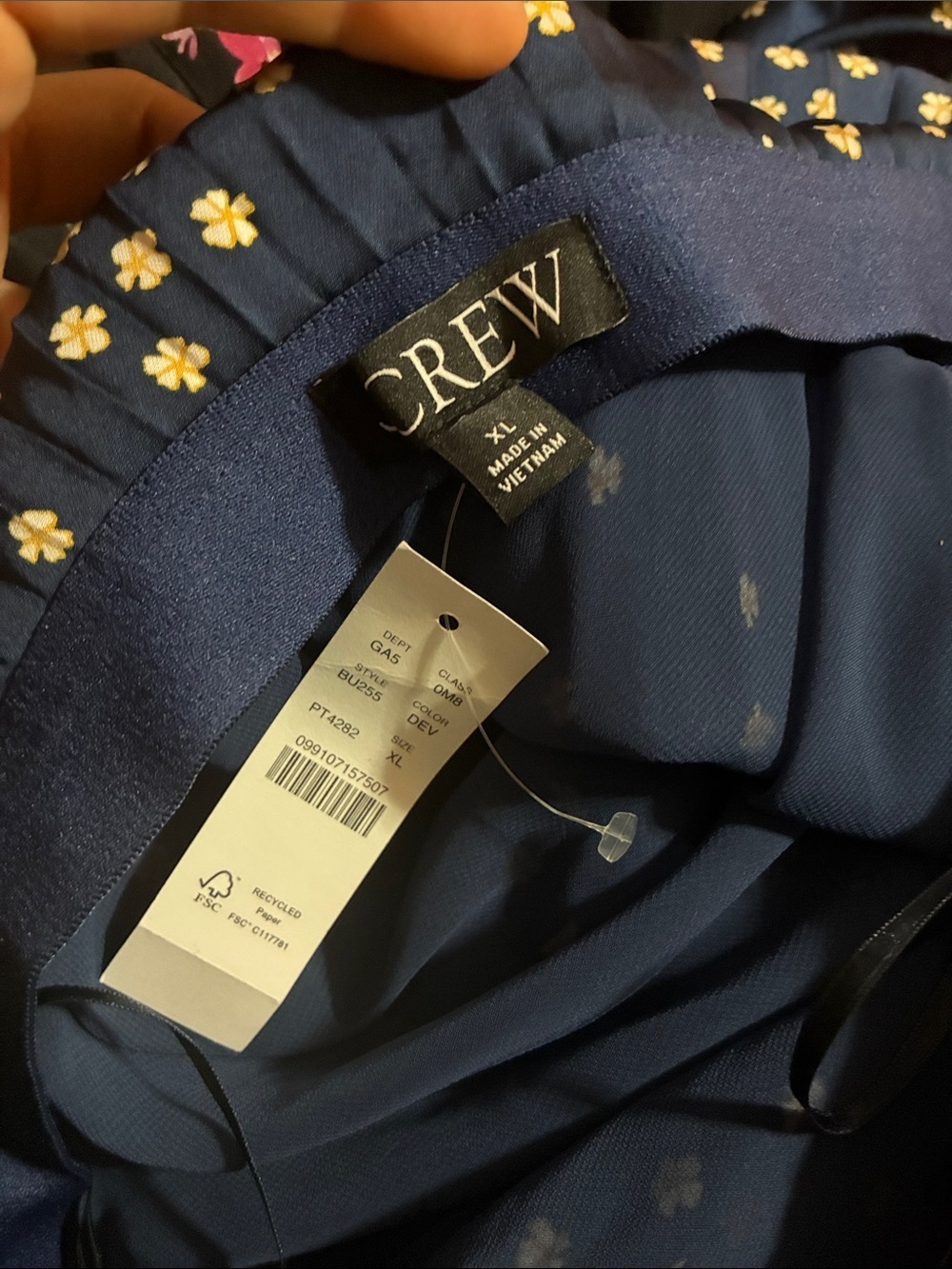 J. Crew Navy Blue Tiny Bloom Print Pleated Pull On Midi Skirt new size XL - Picture 2 of 9